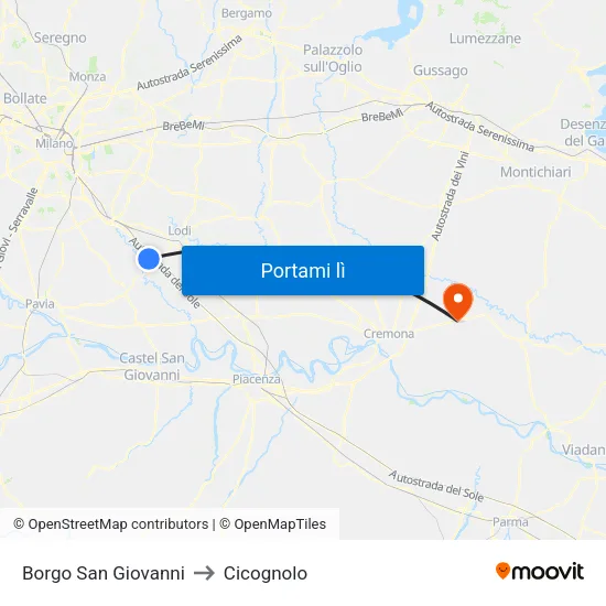 Borgo San Giovanni to Cicognolo map