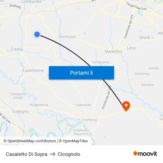 Casaletto Di Sopra to Cicognolo map