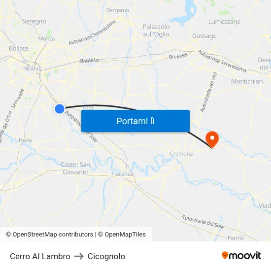 Cerro Al Lambro to Cicognolo map