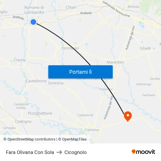 Fara Olivana Con Sola to Cicognolo map