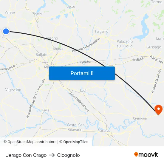 Jerago Con Orago to Cicognolo map