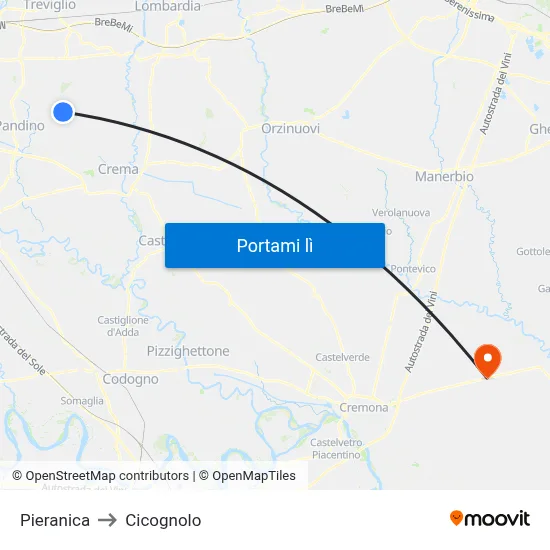 Pieranica to Cicognolo map