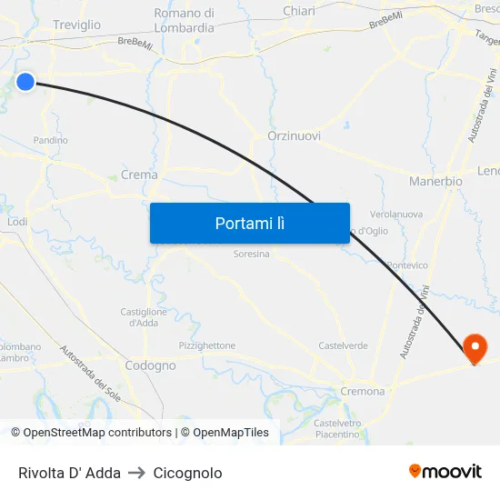 Rivolta D' Adda to Cicognolo map
