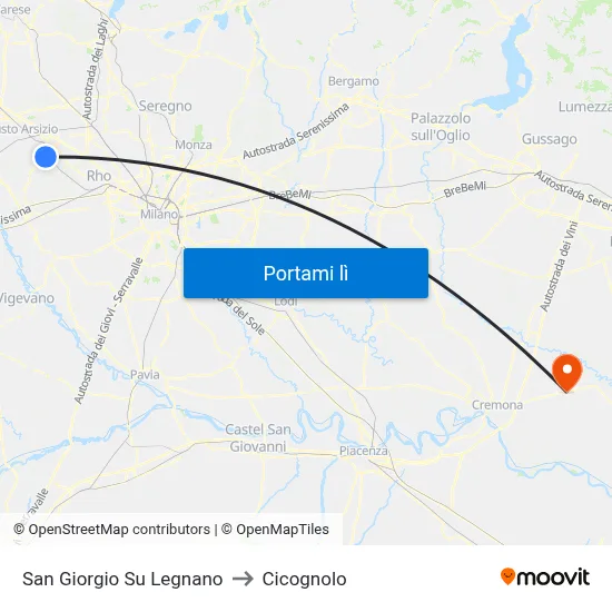 San Giorgio Su Legnano to Cicognolo map