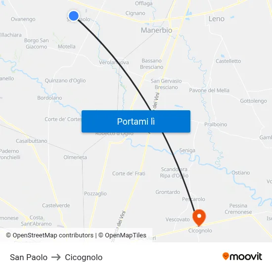San Paolo to Cicognolo map