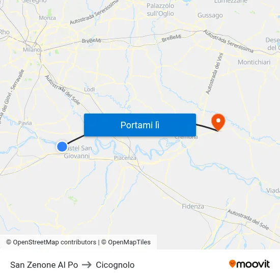 San Zenone Al Po to Cicognolo map