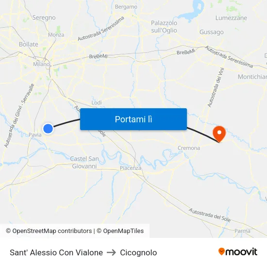 Sant' Alessio Con Vialone to Cicognolo map