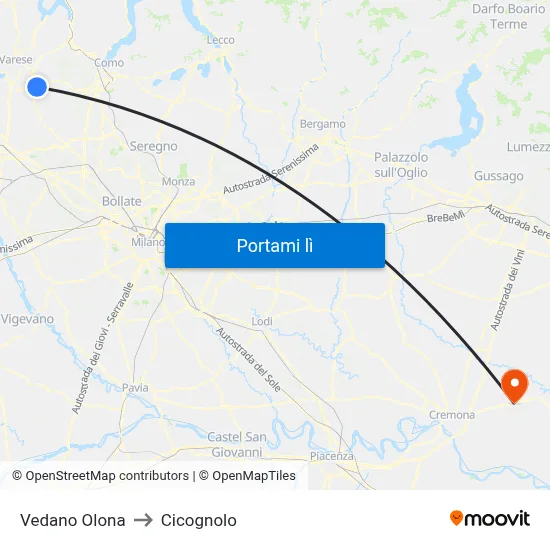 Vedano Olona to Cicognolo map