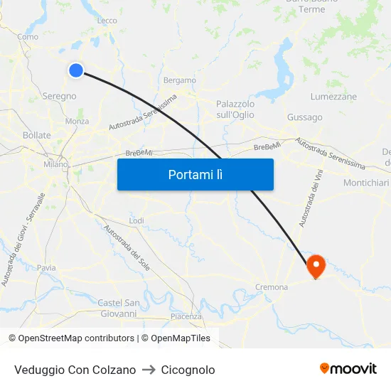 Veduggio Con Colzano to Cicognolo map