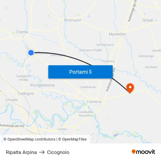 Ripalta Arpina to Cicognolo map