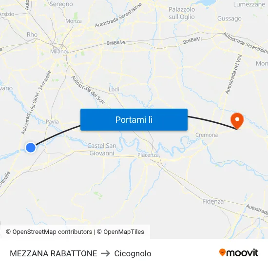 MEZZANA RABATTONE to Cicognolo map