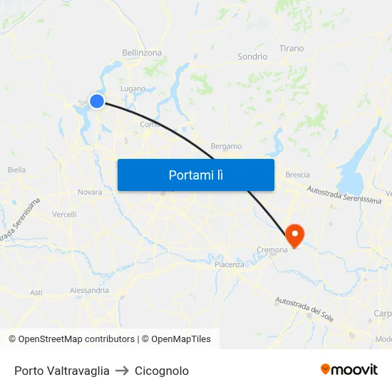 Porto Valtravaglia to Cicognolo map
