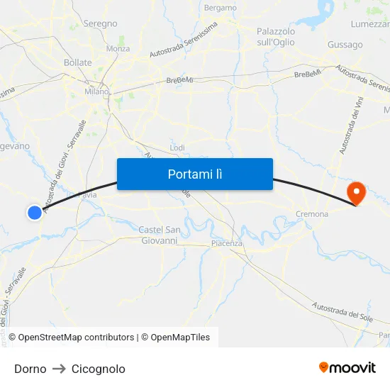 Dorno to Cicognolo map