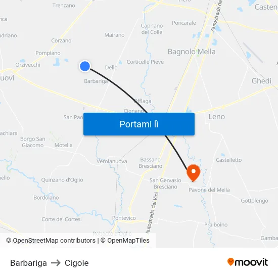 Barbariga to Cigole map