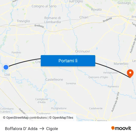 Boffalora D' Adda to Cigole map