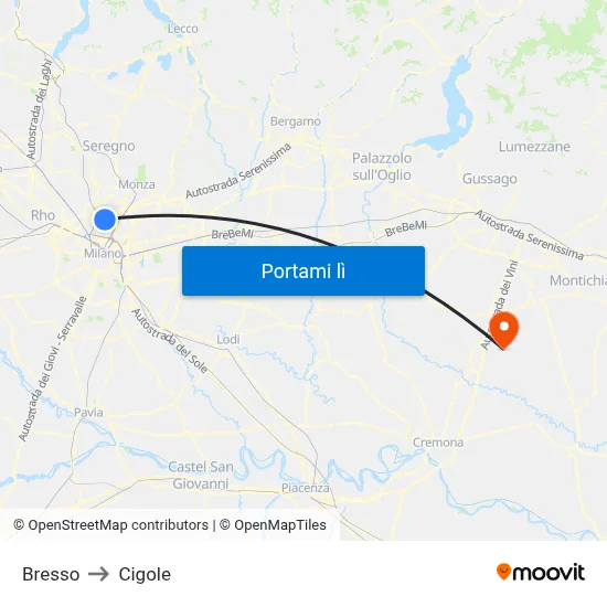 Bresso to Cigole map