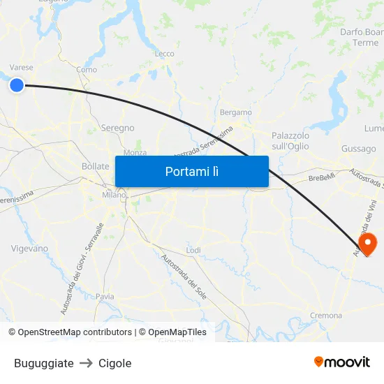 Buguggiate to Cigole map