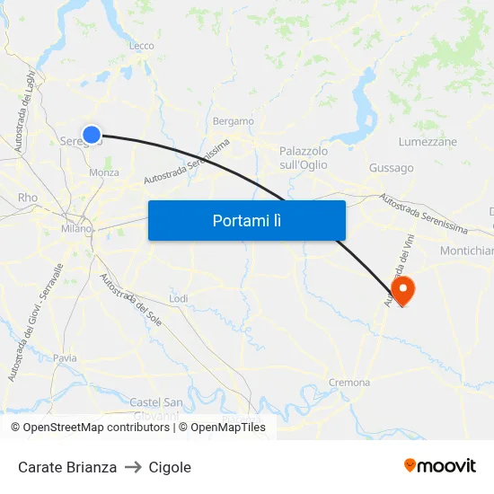 Carate Brianza to Cigole map