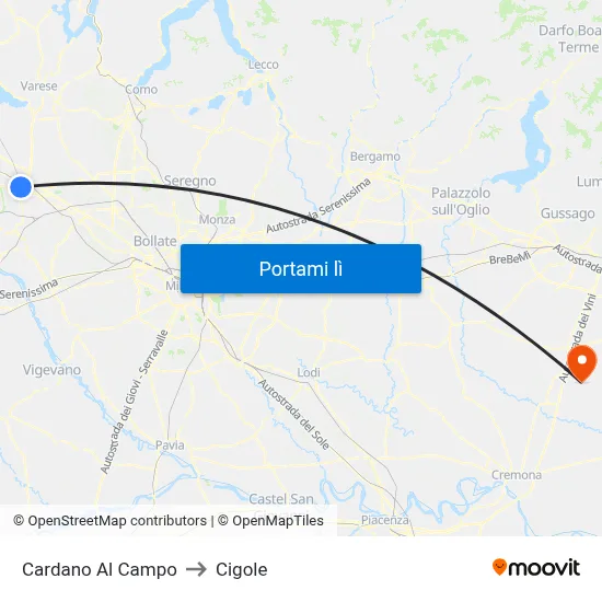 Cardano Al Campo to Cigole map
