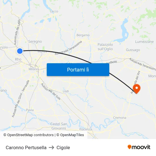 Caronno Pertusella to Cigole map