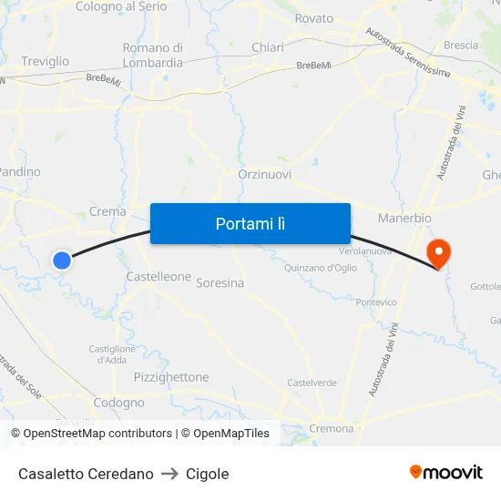 Casaletto Ceredano to Cigole map