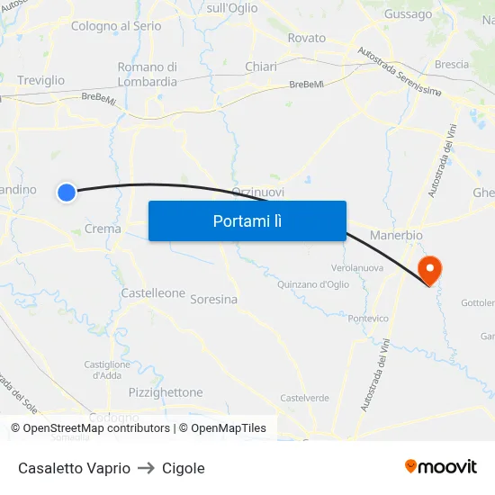 Casaletto Vaprio to Cigole map