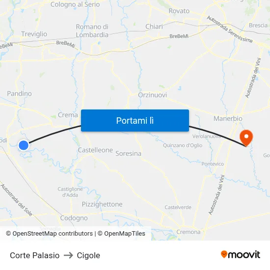 Corte Palasio to Cigole map