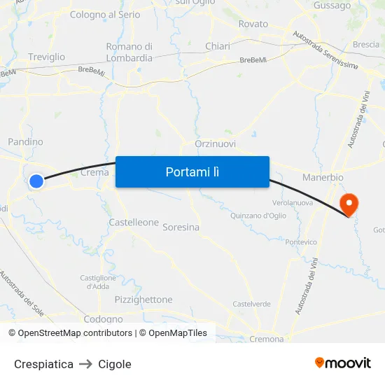 Crespiatica to Cigole map
