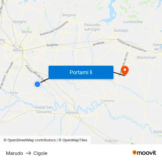Marudo to Cigole map