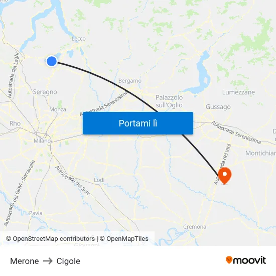 Merone to Cigole map