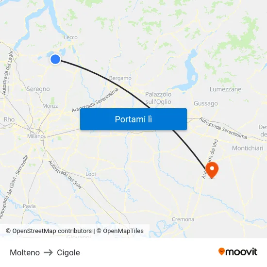 Molteno to Cigole map