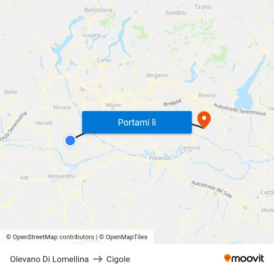 Olevano Di Lomellina to Cigole map