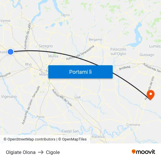 Olgiate Olona to Cigole map