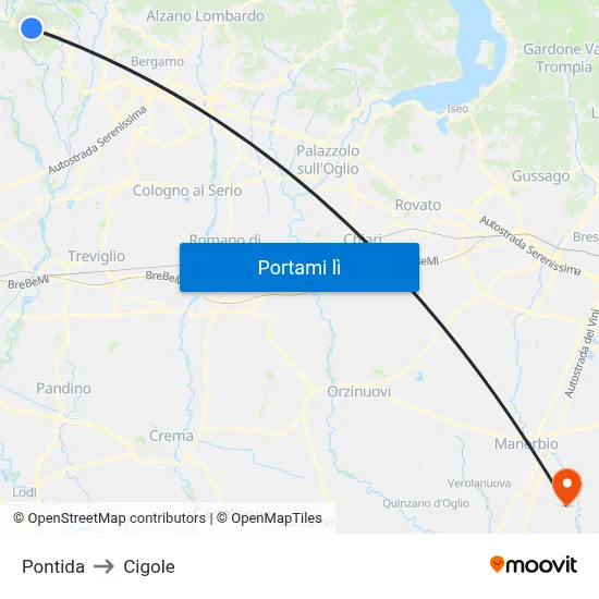 Pontida to Cigole map