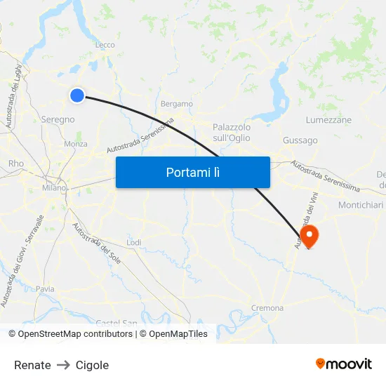 Renate to Cigole map