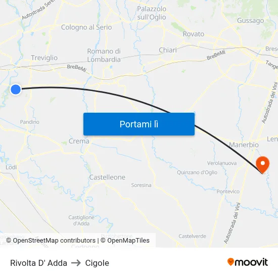 Rivolta D' Adda to Cigole map