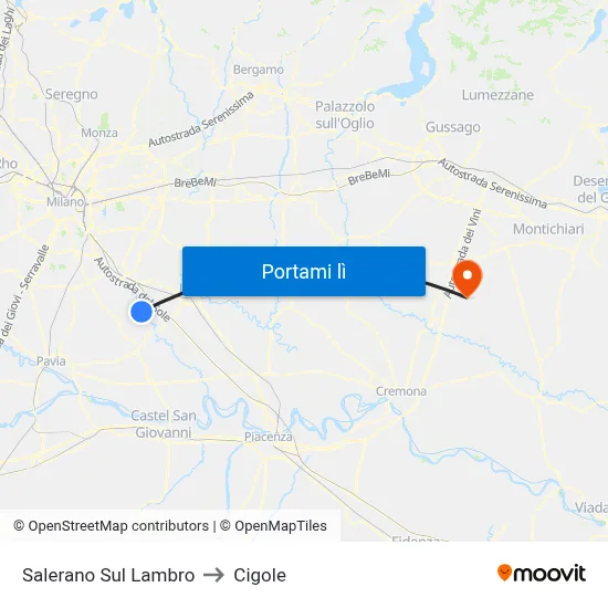 Salerano Sul Lambro to Cigole map
