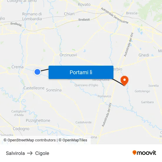 Salvirola to Cigole map