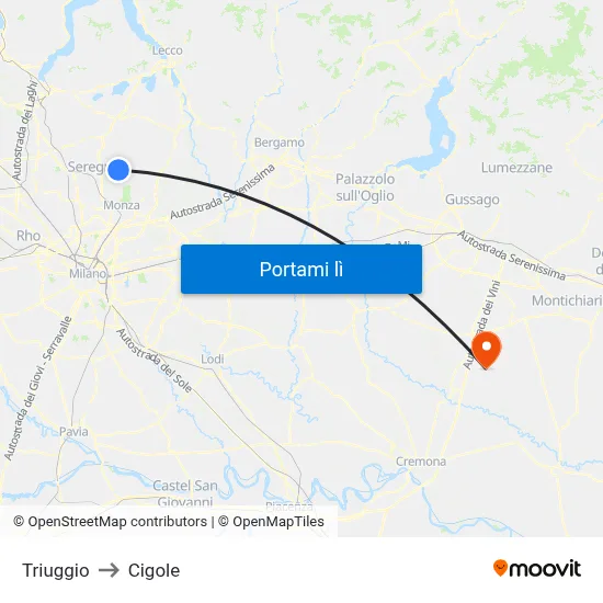 Triuggio to Cigole map