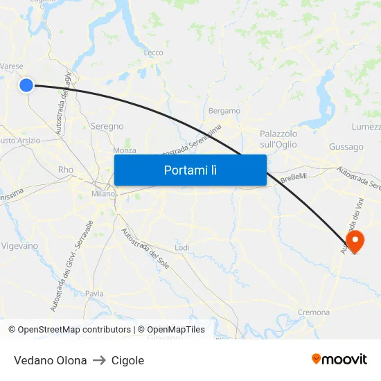 Vedano Olona to Cigole map