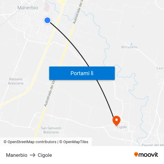 Manerbio to Cigole map
