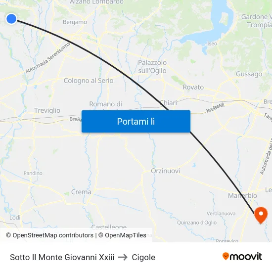 Sotto Il Monte Giovanni Xxiii to Cigole map
