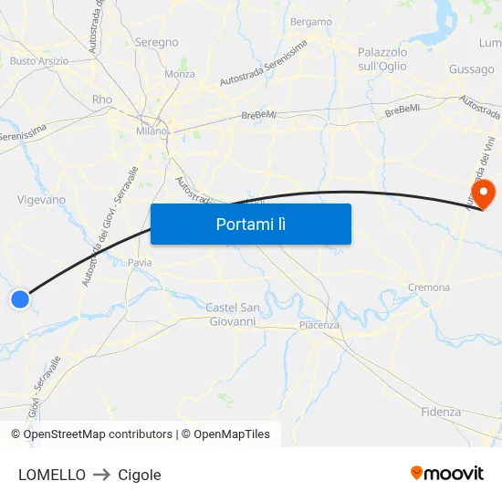 LOMELLO to Cigole map