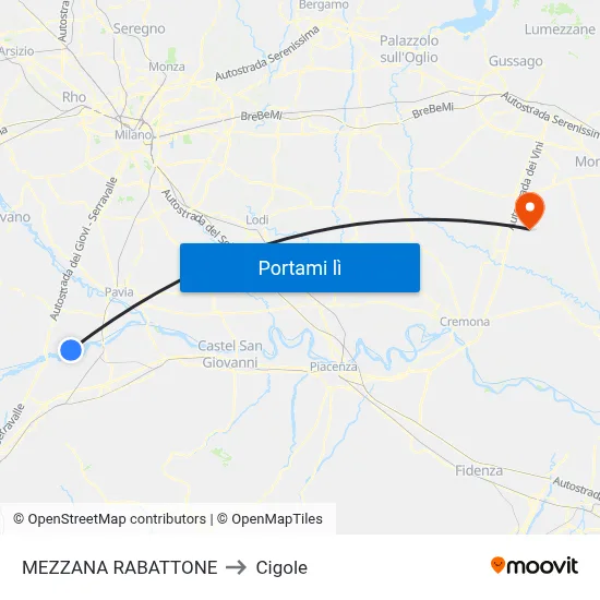 MEZZANA RABATTONE to Cigole map