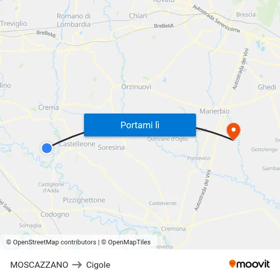 MOSCAZZANO to Cigole map