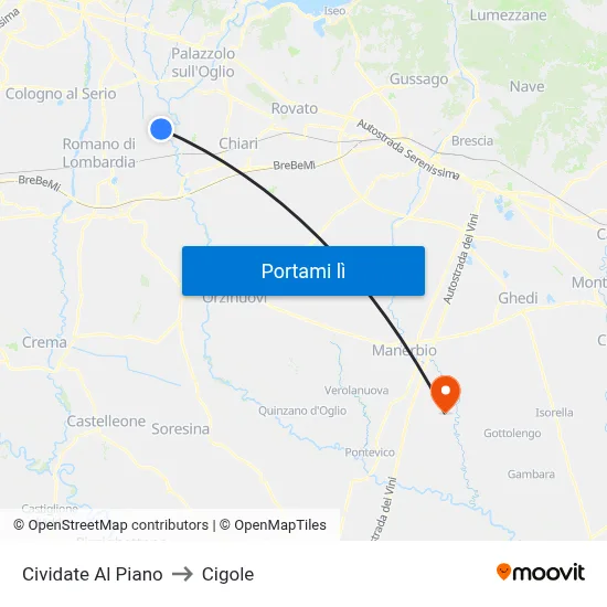 Cividate Al Piano to Cigole map