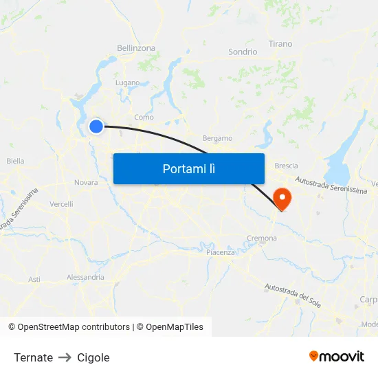 Ternate to Cigole map