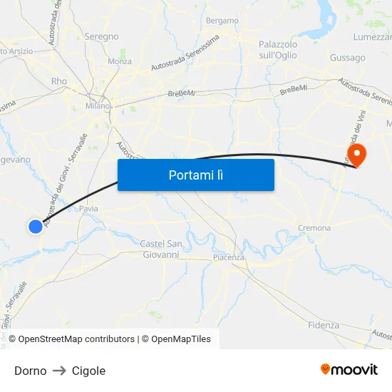 Dorno to Cigole map