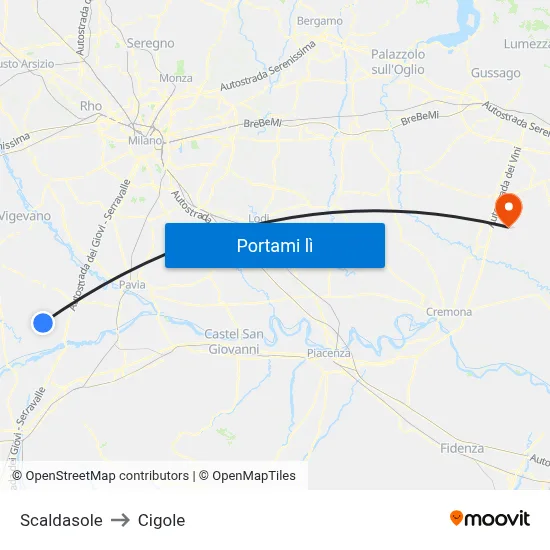 Scaldasole to Cigole map