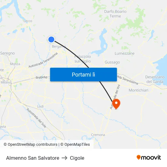 Almenno San Salvatore to Cigole map
